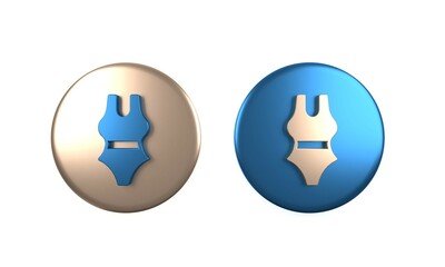 Poster - Colorful Swimsuit icon isolated on white background. Circle button. 3D render illustration