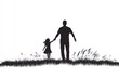 © Pixel Hues - Father and Kids  silhouette. father and daughter. father and son silhouette isolated on a white background, Generative AI