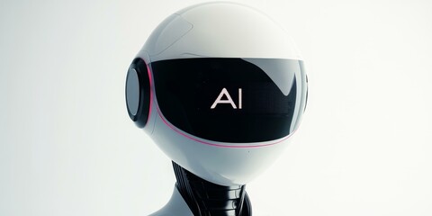 Canvas Print - A white robot head with AI displayed.