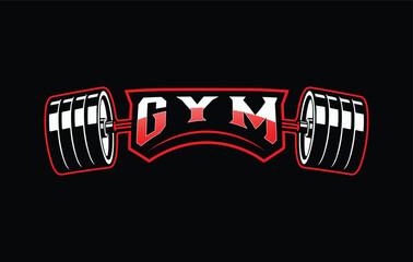 Wall Mural - barbell logo design for bodybuilding, powerlifting, weightlifting, fitness and gym club