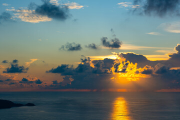 Sunset sky, Nature beautiful Light Sunset or sunrise over sea, Colorful dramatic majestic scenery sky,Amazing clouds and waves in sunset sky nature light cloud background