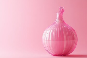 Canvas Print - A pink onion is sitting on a pink background