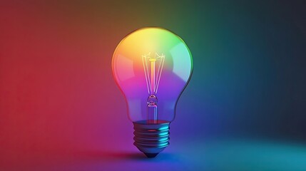 Wall Mural - Colorful Glowing Idea Bulb Lamp, Representing the Visualization of Brainstorming, Bright Ideas, and Creative Thinking in a Futuristic Design