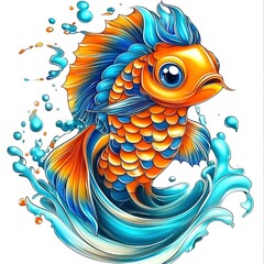 Poster - Vibrant Koi Fish Jumping Through Water