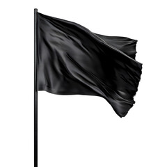 Canvas Print - blank black flag on pole isolated on white background 