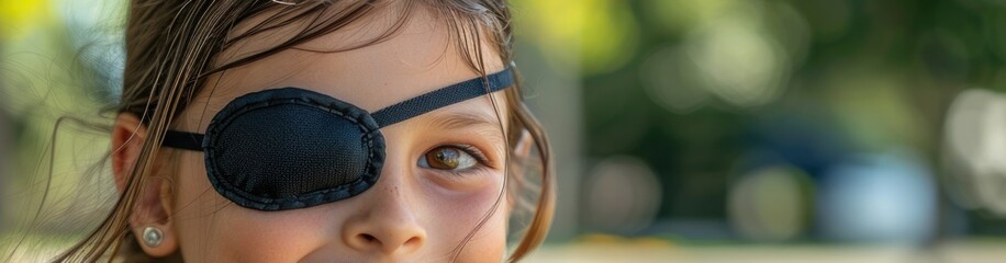 young girl wearing black eye patch