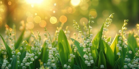 Sticker - Lily of the valley blooming in sunlight