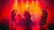 © sarinya - Jazz Band Silhouettes on Stage with Red Lighting