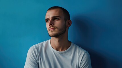 Poster - Contemplative Man in Tattoo Sleeves