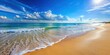 © Vibrant Visions Pixe - Peaceful beach scene with calm waves touching sand under clear skies, Tranquility, relaxation, beach, scene, calm, waves