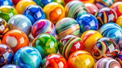 Sticker - Close up of colorful marble balls, marble, balls, close up, colorful, shiny, round, texture, smooth, reflection, pattern