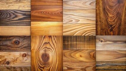 Poster - A close-up photo of various natural wooden textures , wood, hardwood, grain, timber, organic, forest, material, carpentry