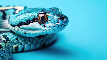 Wall Mural - Blue snake on blue background