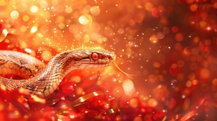 Wall Mural - Snake in red and gold