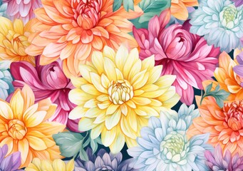 Poster - Watercolor painting of flowers on white background