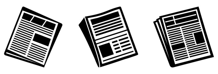 Wall Mural - newspaper icons set. black news paper sign isolated on white background. concept of news, media, and