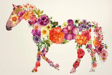 Sticker - Floral horse silhouette watercolor painting