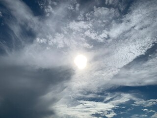 Wall Mural - the beauty of the natural view, the sky, white clouds and the sun.