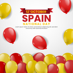 Wall Mural - Spain national day banner background with spanish colors balloons illustration