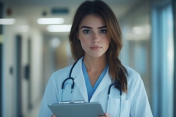 Serious Medical Intern Studying Electronic Health Records