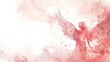 © nikolettamuhari - Watercolor depiction of a red-winged angel in a celestial scene.