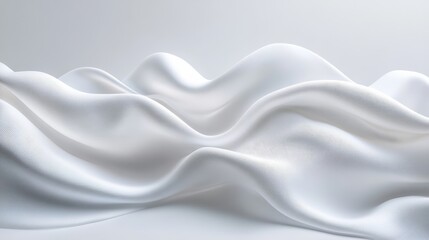 Poster - A white fabric with a wave pattern is shown in a white background