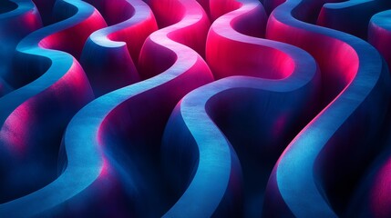 Wall Mural - A blue and pink wave pattern with a purple hue