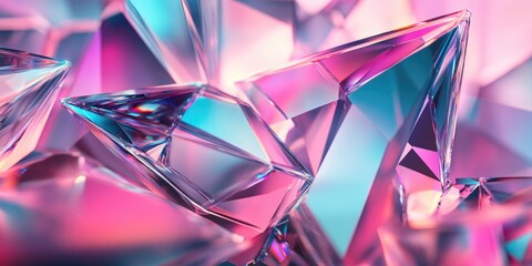 Wall Mural - A colorful image of a bunch of diamonds. The image is bright and vibrant, with a mix of blue and pink hues. The diamonds are arranged in a way that creates a sense of movement and energy