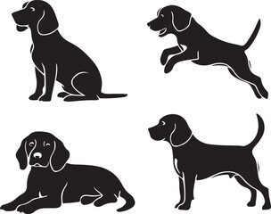 Canvas Print - Beagle Dog Silhouette Vector Bundle