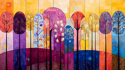 Wall Mural - colorful mosaic landscape 