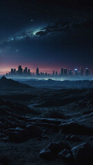 Wall Mural - night in alien city landscape background