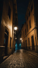 Wall Mural - night in european city alleyway background