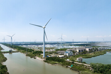 wind power turbines over water