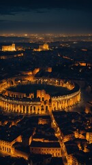 Poster - night in roman empire aerial view background