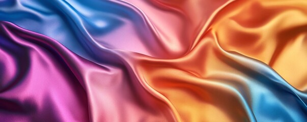 Poster - Luxurious rainbow-colored silk or satin cloth texture perfect for wedding backgrounds