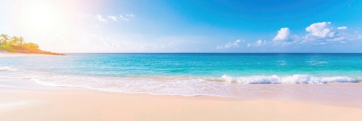 Wall Mural - lovely sea and beach. Lovely waves and azure seawater on a lovely summer's day.