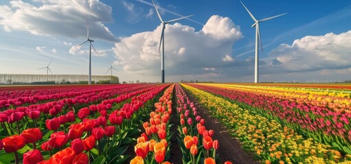 Sticker - Windmills in a Field of Tulips