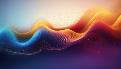 Wall Mural - A digital illustration of a white background with an abstract wave pattern made from small colorful dots. Futuristic modern backdrop design for business, presentation, ads, banner, website