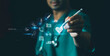 © chiew - Healthcare technology, Doctor Utilizing Digital in Data analysis on network screen, management tools, health records, medical devices, diagnostics, patient monitoring, General Medical Services