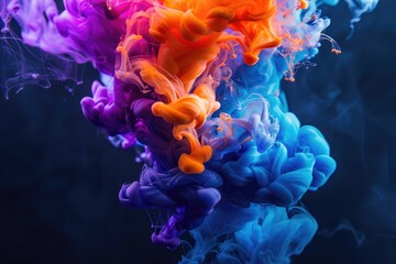 Wall Mural - Colorful ink drop forming bubbles underwater in abstract design.