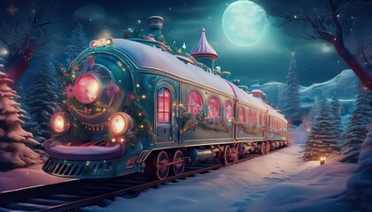 Canvas Print - snow train