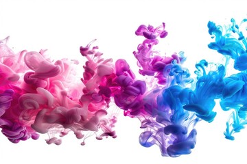 Wall Mural - Colored ink in water on white background.