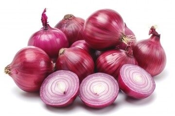 Canvas Print - Red Onions on White Background