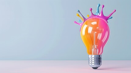 Colorful light bulb with paint splashes, representing creative ideas in digital marketing.