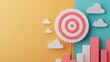 © Rossarin - Colorful 3D representation of a target and rising bars, symbolizing growth, focus, and achievement in business or marketing.