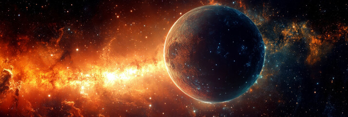 planet mercury in retrograde on a blue background with explosion. view of mercury - planet of the so