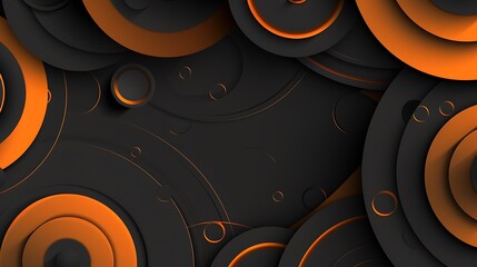 Wall Mural - Abstract Orange and Black Circular Background