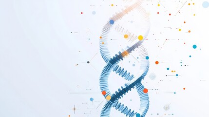 Sticker - dna helix with medical cross, clean lines, minimal flat design illustration on white background, cop