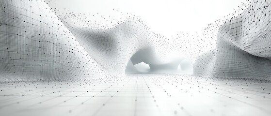 Abstract 3D wireframe structure of a website layout, futuristic web development visualization, digital design concept