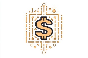 Wall Mural - qr code with dollar sign, simple forms, minimal flat design illustration on white background, copy s